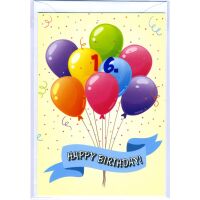 16. Geburtstag Glückwunschkarte mit Zahl 16 und...