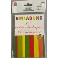 Kommunion 5 Einladungen mit 5 Umschlägen mit...
