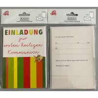 Kommunion 5 Einladungen mit 5 Umschlägen mit...