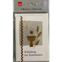 Einladungen zur Kommunion 5 Karten 5 Umschläge im...
