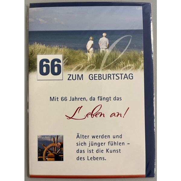 66. Geburtstag Glückwunscharte mit Briefumschlag zum 66. Geburtstag Meer Mit 66 Jahren da fängt das Leben an...