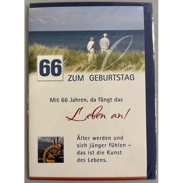 66. Geburtstag Glückwunscharte mit Briefumschlag zum 66. Geburtstag Meer Mit 66 Jahren da fängt das Leben an...