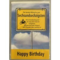66. Geburtstag Glückwunscharte mit Briefumschlag zum...