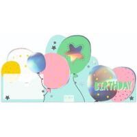 Geburtstag Glückwunschkarte mit Umschlag Leporello Ballons Happy Birthday Doppel-Klappkarte zum aufstellen