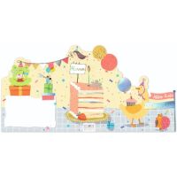 Geburtstag Glückwunschkarte mit Umschlag Leporello Tierparty Doppel-Klappkarte zum aufstellen