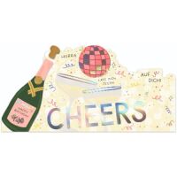 Geburtstag Glückwunschkarte mit Umschlag Leporello Cheers Sekt Doppel-Klappkarte zum aufstellen