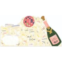 Geburtstag Glückwunschkarte mit Umschlag Leporello Cheers Sekt Doppel-Klappkarte zum aufstellen
