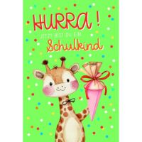 Schulanfang Glückwunschkarte mit Umschlag Giraffe...