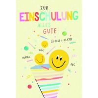 Schulanfang Glückwunschkarte mit Umschlag Smiley...