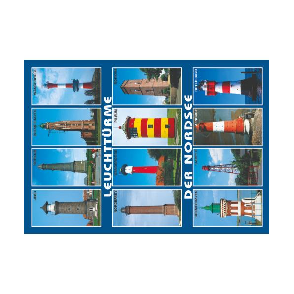 Leuchttürme der Nordsee Postkarte Ansichtskarte maritim 12 Leuchttürme