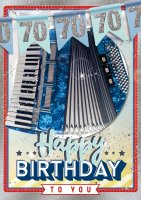 70.Geburtstag - Great Cards - Soundkarte und Lichtkarte im Format 21,0 x 29,7 cm - "70er Geburtstag" - Akkordeon