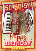 50. Geburtstag - Great Cards - Soundkarte und Lichtkarte im Format 21,0 x 29,7 cm - "50er Geburtstag" - Akkordeon