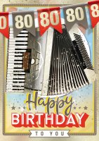 80.Geburtstag - Great Cards - Soundkarte und Lichtkarte im Format 21,0 x 29,7 cm - "80er Geburtstag" - Akkordeon