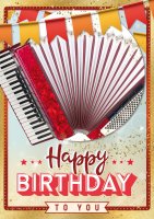 Geburtstag - Great Cards - Soundkarte und Lichtkarte im Format 21,0 x 29,7 cm - "Happy Birthday" - Akkordeon