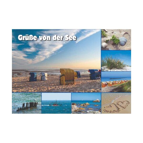 Allgemein Postkarten Ansichtskarten Meer Strandkörbe Schiff Grüße von der See