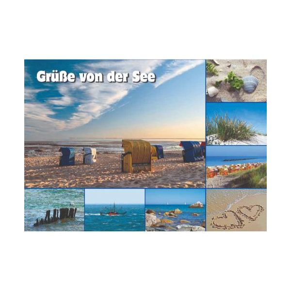 Allgemein Postkarten Ansichtskarten Meer Strandkörbe Schiff Grüße von der See