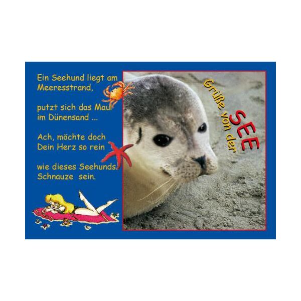 Allgemein Postkarten Ansichtskarten Seehund Gedicht Grüße von der See