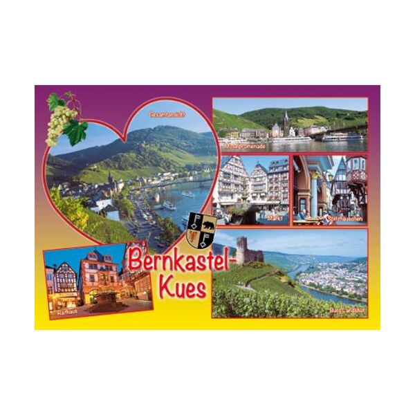 Bernkastel-Kues Postkarten Ansichtskarten Herz mit Gesamtansicht