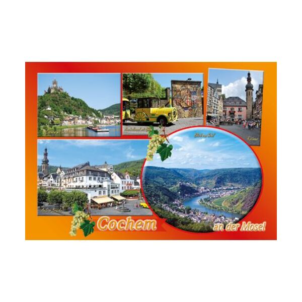 Cochem an der Mosel Postkarten Ansichtskarten Sehl Rathaus Kachelwand mit Bahn