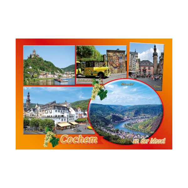 Cochem an der Mosel Postkarten Ansichtskarten Sehl Rathaus Kachelwand mit Bahn