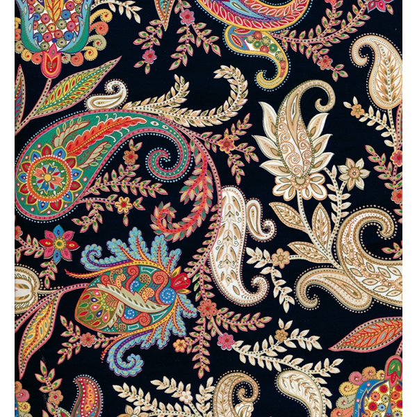 Geschenkpapier Röllchen 70x150 cm Paisley Muster schwarz Herrenmotiv