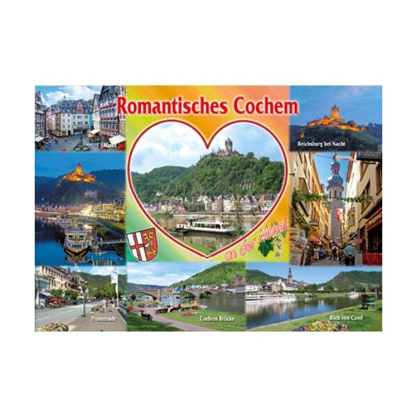 Cochem an der Mosel Postkarten Promenade Blick von Cond Reichsburg bei Nacht