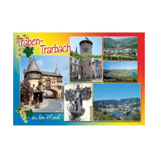 Traben-Trarbach an der Mosel Postkarte Ansichtskarte Motive 013 Brückentor Stadttum Moselschleife Panorama