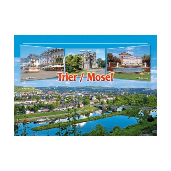 Trier Mosel Postkarte Ansichtskarte Motive 028 Petrusbrunnen Porta Nigra Kurfürstliches Schloss