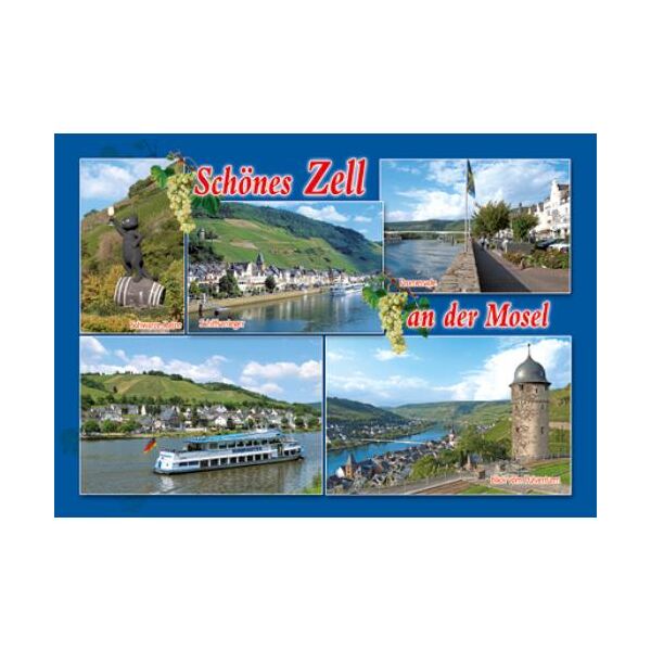 Zell an der Mosel Postkarte Ansichtskarte Motive 002 Panoramablick Pulverturm Weinberge