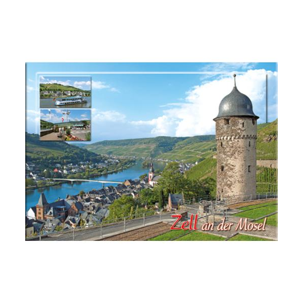 Zell an der Mosel Postkarte Ansichtskarte Motive 004 Pulverturm Promenade Schiff auf Mosel