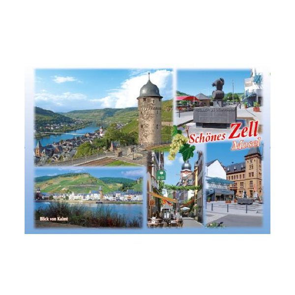 Zell an der Mosel Postkarten Motive 011 Zeller Schwarze Katz Brunnen Fußgängerzone