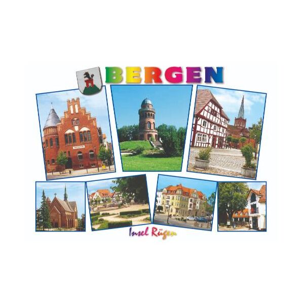 Bergen auf Rügen Postkarte Ansichtskarte Motive 004 Amtsgericht Rugard Leuchtturm