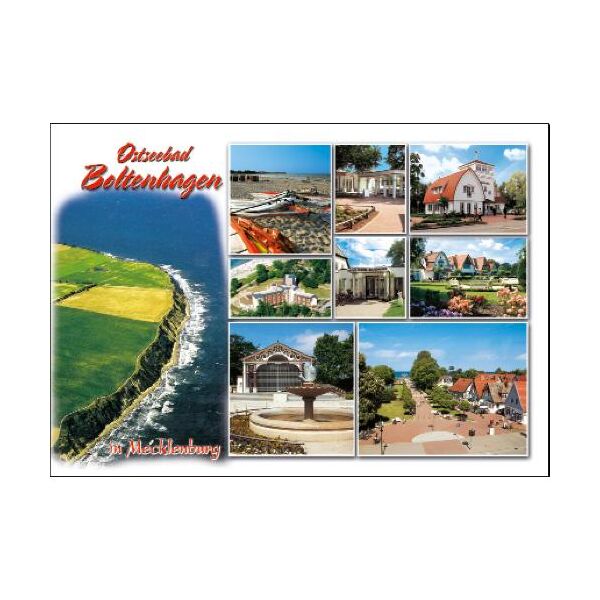 Ostseebad Boltenhagen in Mecklenburg Postkarte Motive 047 Kurpark Brunnen Klippe