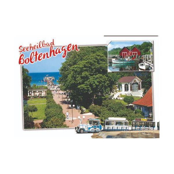 Seeheilbad Boltenhagen Postkarte Ansichtskarte Motive 069 Touristenbahn Kurpark Kanu