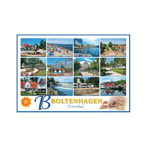 Boltenhagen Ostseebad Postkarte Ansichtskarte Motive 073 Küste Kurpark Hafen Strand