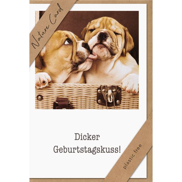 Geburtstag – Nature Cards – unverpackt - Glückwunschkarte im Format 11,5 x 17,5 cm mit Briefumschlag - zwei Hunde