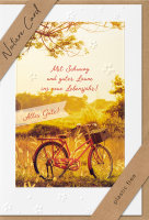 Geburtstag – Nature Cards – unverpackt – Glückwunschkarte im Format 11,5 x 17,5 cm mit Briefumschlag - Fahrrad auf Wiese