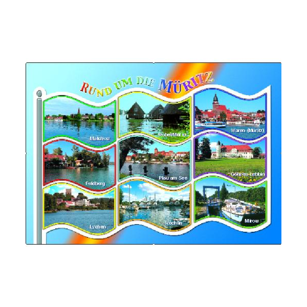 Mecklenburgische Seenplatte Postkarte Ansichtskarte Motive 038 Flagge Rund um die Müritz