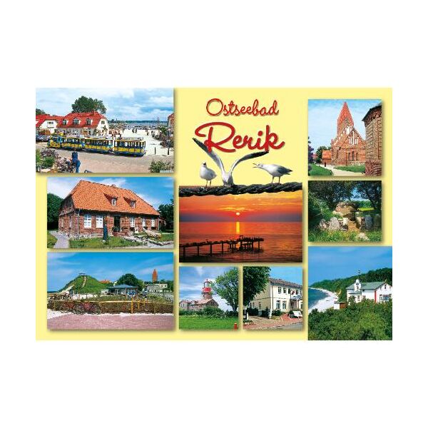 Rerik Postkarte Ostsebad 9 Motive quer gelb Ansichtskarte