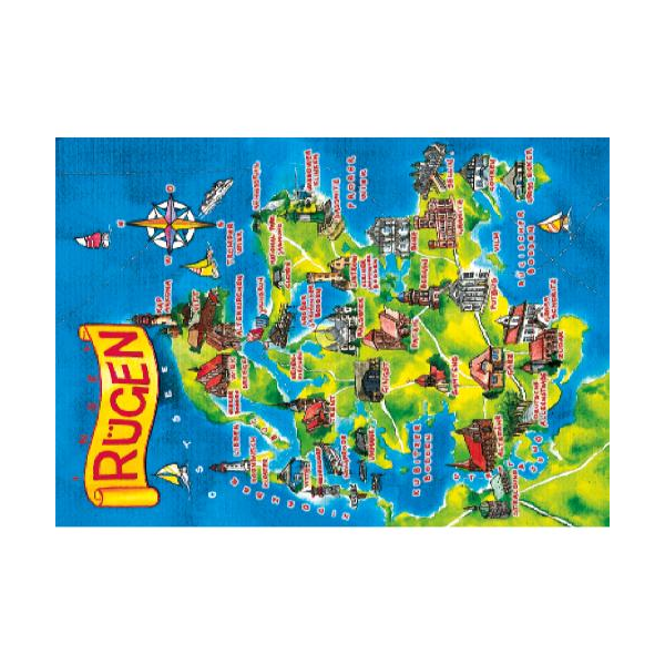 Insel Rügen Postkarte Ansichtskarte Motive 009 Landkarte