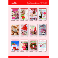 Sortiment Weihnachtskarten mit Drehständer Weihnachtskartensortiment 56 Dekore Doppelkarten mit Briefumschlag á 5 Stück 280 Karten inklusive Drehständer leihweise