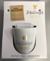 Auszeit für Dich -Becher+Tee+Schokolade - UVP: € 13,95 - Geschenke für Dich - Schutzengel für Dich - MHD abgelaufen