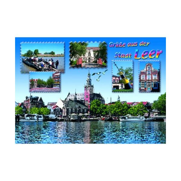 Leer Ostfriesland Postkarte Ansichtskarte Motive 014 Grüße aus der Stadt Leer
