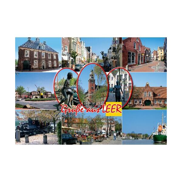 Leer Ostfriesland Postkarte Ansichtskarte Motive 017 Grüße aus Leer