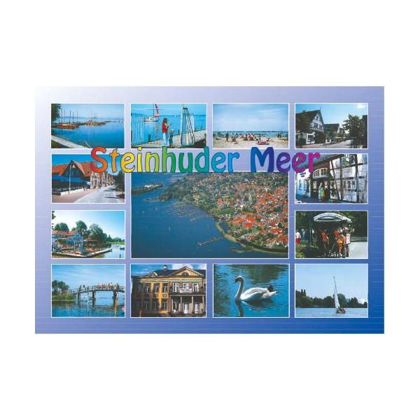 Steinhuder Meer Postkarten Motive 007 Regenborgenschrift Schwan Brücke Strand