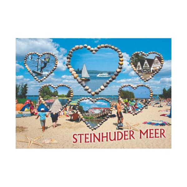 Steinhuder Meer Postkarte Strandmotiv Herzen Ansichtskarte Weltpostkarte