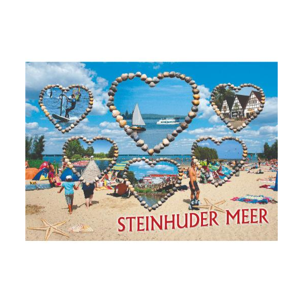 Steinhuder Meer Postkarte Strandmotiv Herzen Ansichtskarte Weltpostkarte