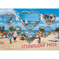 Steinhuder Meer Postkarte Strandmotiv Herzen...