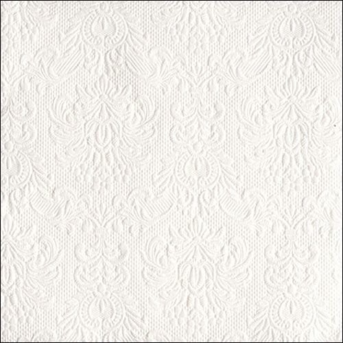 Servietten Lunch – Napkin Lunch – Format: 33 x 33 cm – 3-lagig – mit Prägung -  15 Servietten pro Packung - Elegance White – weiß mit Prägung
