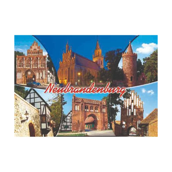 Neubrandenburg Postkarte Ansichtskarte Motive 016 Fangelturm Konzertkirche bei Nacht